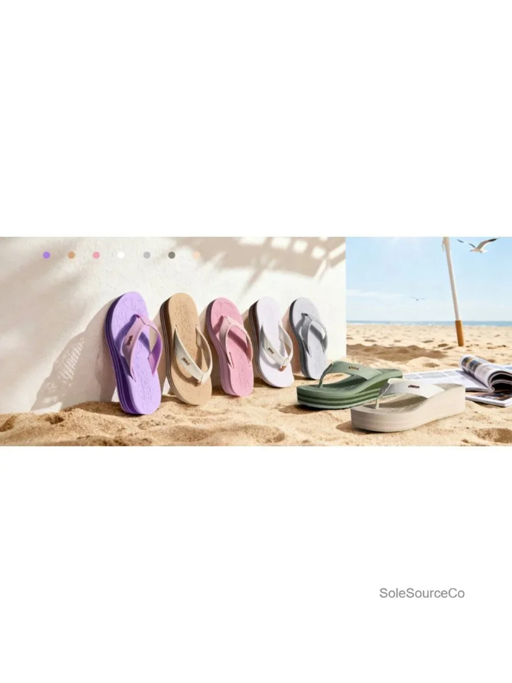 Women's Platform Wedge Flip Flops Chunky Heel Sandals Faux Leather Thong Slip